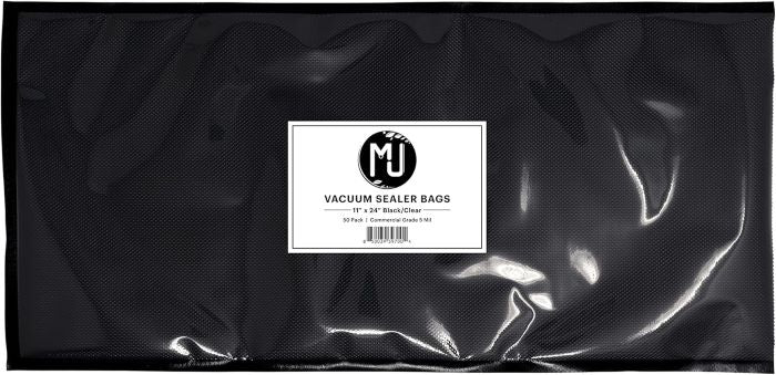 MJ Vacuum Sealer Bags 11"x24" Black/Clear, 5 Mil, 50 Pack