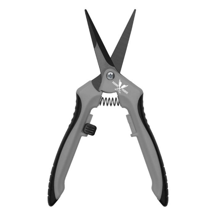 Piranha Pruners Trimming Scissors - Grey Handle & Straight Black Fluorine Blade